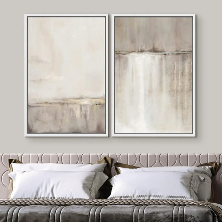 IDEA4WALL Framed Canvas Print Wall Art Set Grunge Duotone