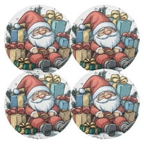 Ryvnso Santa Claus Gift Round Plate Mats Dining Table Placemat Set of 4 for Holiday Decoration