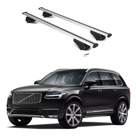 ERKUL Roof Rack Cross Bars for Volvo XC90 2016-2025 | Aluminum Crossbars with Anti Theft Lock for Rooftop | Compatible with Flush Rails - Silver