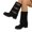 Black, variant on Women's Chunky Heel Mid Calf Boots, Belt Buckle Suede Platform Leather Boots with Breathable Lining and Lightweight Sole, Trendy Footwear for Daily Leisure