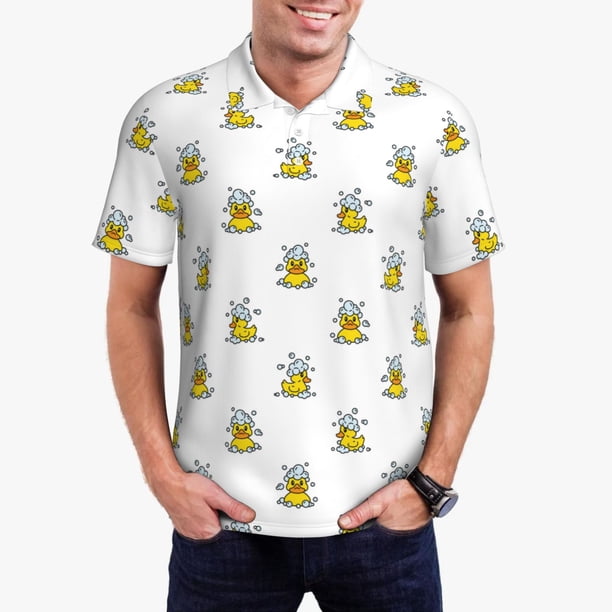 Balery Rubber Duck Showe Camisa Polo de Hombre con Estampado, de Manga Corta y Tejido Medio, Camisa Tipo Golf Polo-4X-Large