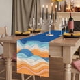 thumbnail image 2 of Table Runners 36 Inches Long Dress Scarves, Orange Blue Ocean Waves Farmhouse Kitchen/Dining Table Runner, Short Coffee Tablerunners, Summer Beach Coastal Abstract 13x36 Inch, 2 of 9