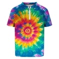 thumbnail image 4 of POTETI Short Sleeve Mens Polo Shirt Collared Casual Shirts Quarter Zip Loose Tie Dye Tops, 4 of 4