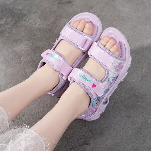 Sandalias de Disney para niñas, primavera, nueva caricatura, frozen, elsa, verano, niñas, deportes, suela blanda, zapatos para niños, 27 plantillas, 18cm Gao Jinjia LED