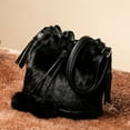 thumbnail image 4 of Narrster Black Handbag Fashion Fluffy Shoulder Bag Pompon Bucket Bag Creative Crossbody Drawstring Bag for Girls Lady Woman, 4 of 10