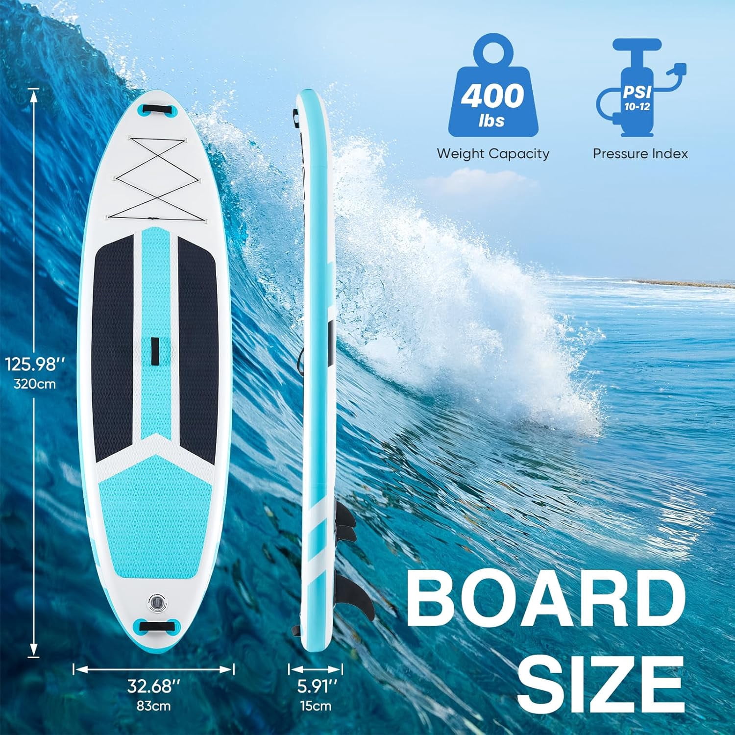 Bigleap Inflatable Paddle Board Stand Up Paddle Board 6‘’ Thick 2-in-1 Paddle with Sup Accessories & Carry Bag & Fast Pumping for All Skill Levels, Blue
