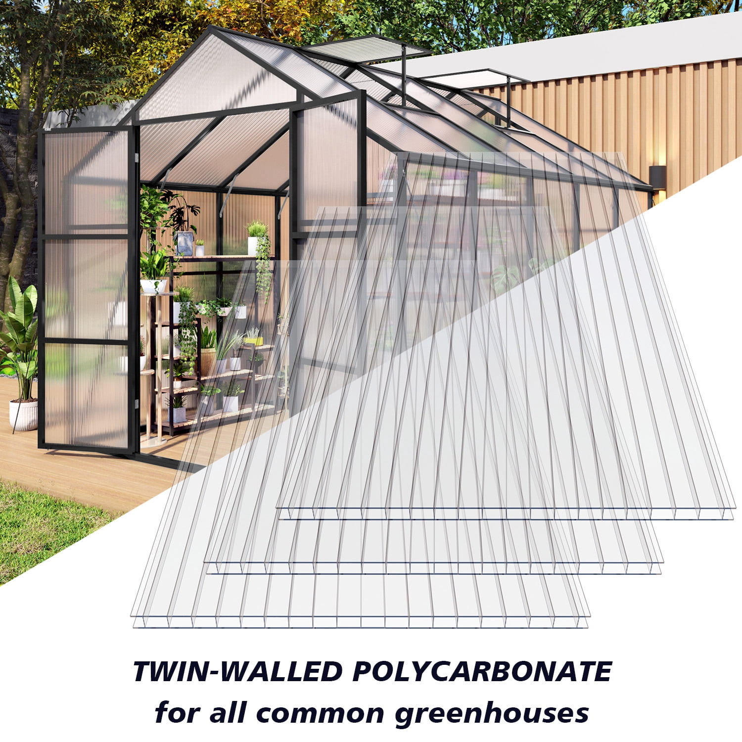 Greenhouse Panel, 4x2 FT 16 Pack UV Blocking Polycarbonate Sheet for Garden Farm Greenhouse, Transparent