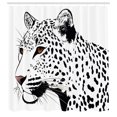 thumbnail image 3 of Ambesonne Tattoo Shower Curtain, Leopard Big Cat Spots, 69"Wx84"L, White and Black, 3 of 5