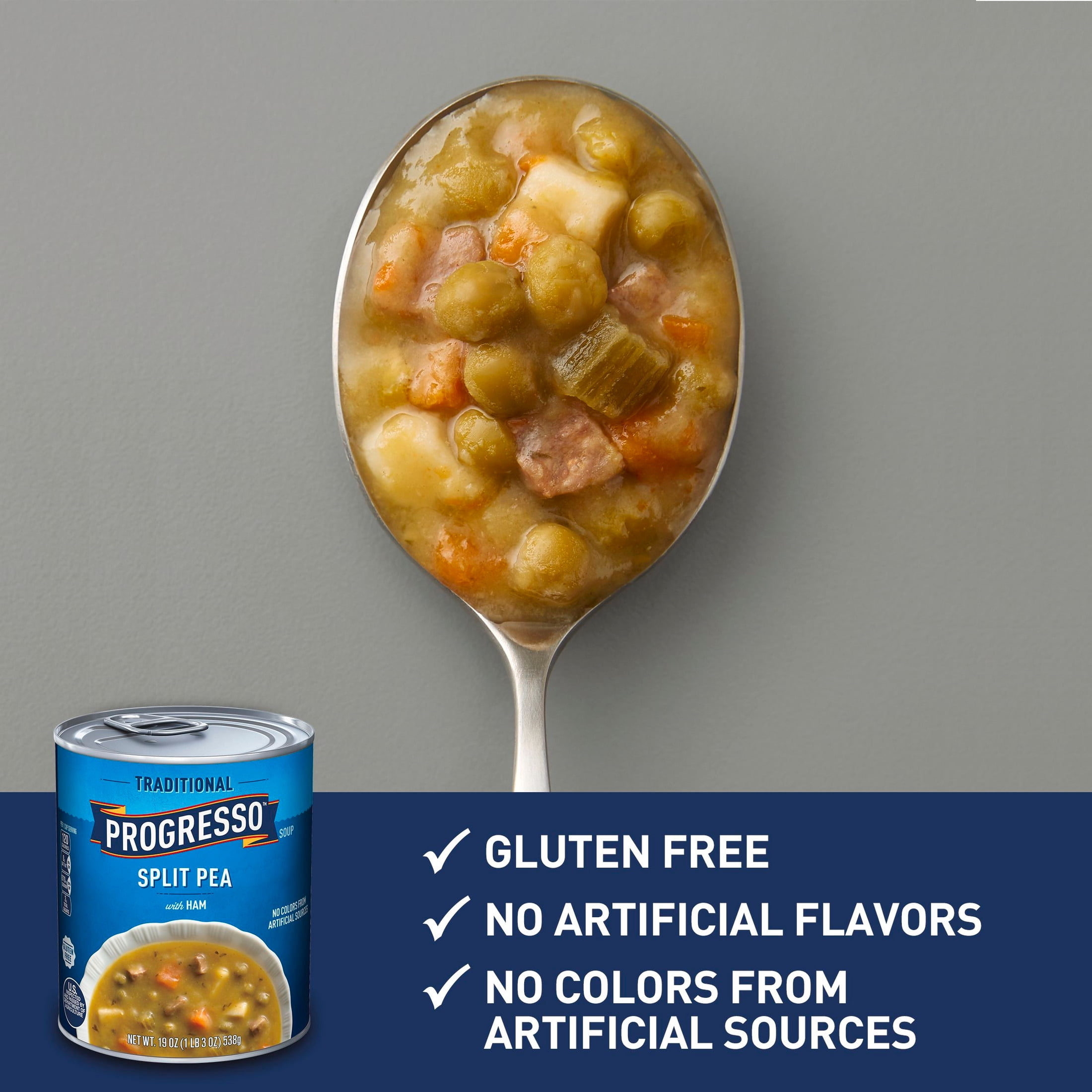(2 pack) Progresso Split Pea with Ham Soup, Traditional Canned Soup, Gluten Free, 19 oz