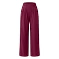 thumbnail image 3 of zaveiop Womens Casual Summer Solid Color Pocket Straight Loose Pants (Z4-RD3, S), 3 of 9