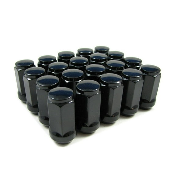 EZAccessory 20 Black Long Bulge Acorn Lug Nuts 14x1.5 Thread 3/4" Long 1.75" Chrome