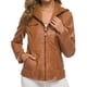 thumbnail image 2 of Abrigo de chaqueta de cuero de color sólido de manga larga con cremallera con capucha informal de moda para mujer Fridja BV0+1926, 2 of 5