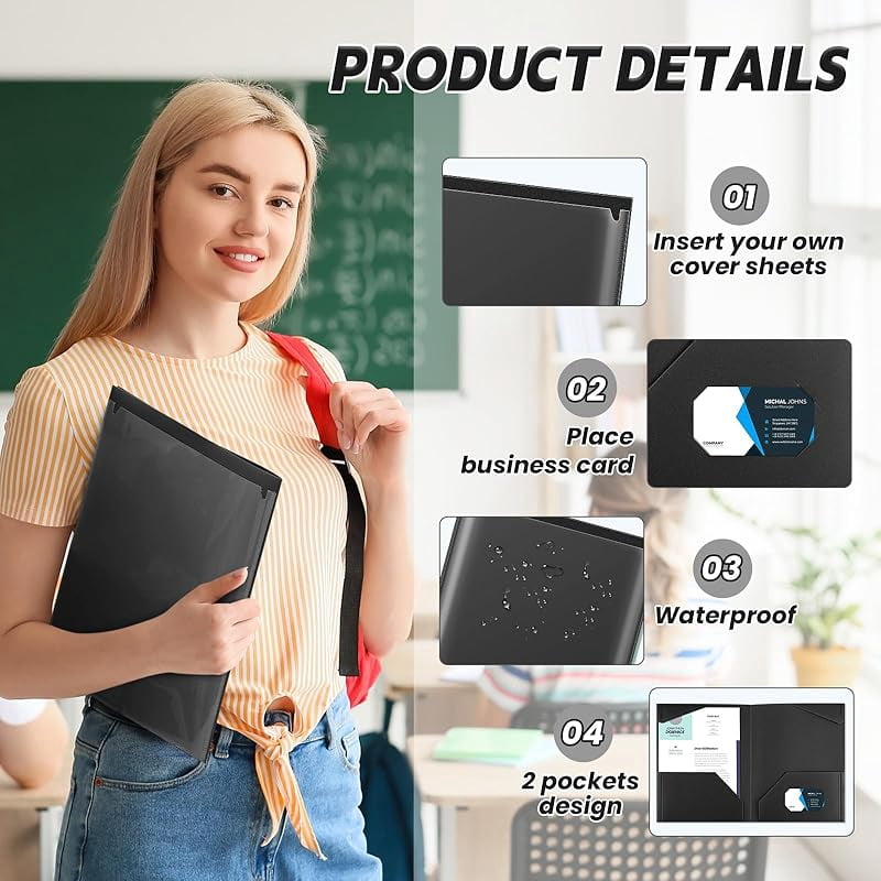7 Pcs Plastic Folders with Clear Front Pockets Heavy Duty File Folders with 2 Pockets and Card Slot for Student Communication School Office Presentation Report