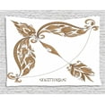 thumbnail image 1 of Zodiac Sagittarius Tapestry, Bow and Arrow Pattern with Hand Drawn Flowers Vintage Design, Wall Hanging for Bedroom Living Room Dorm Decor, 60W X 40L Inches, Caramel and Black, by Ambesonne, 1 of 2