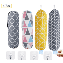 4 Pcs Plastic Bag Holder for Kitchen Essentials, Reusable Hanging Grocery Bag Organizer, Grocery Trash Bags Storage Dispenser, Washable, Large