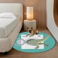 thumbnail image 3 of Funny Dinosaur Round Living Room Rugs 4 ft, Dinosaur's Butt White Washing Machine Farmhouse Washable Area Rug with Non-Slip Sturdy Edge Binding Round Carpet for Entryway Kitchen Bedroom Bathroom, 3 of 9