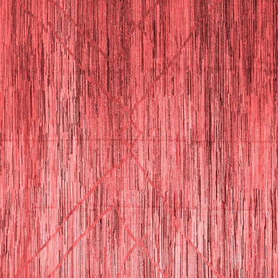 Ahgly Company Indoor Square Abstract Red Modern Area Rugs, 8' Square