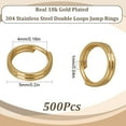thumbnail image 2 of 1 Box 500Pcs 5mm Real 18K Gold Plated Jump Rings Split Key Rings Bulk Double Loops Stainless Steel Small Metal Rings for Jewelry Making Supplies DIY Necklace Bracelet Earrings Keychains, 2 of 6