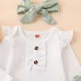 thumbnail image 5 of CAICJ98 Newborn Infant Girl Clothes Fall Spring Outfits Rib Knit Romper Daisy Print Pants Headband Baby Clothes for Girls (Light Green,6-12 Months), 5 of 7