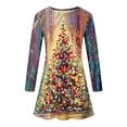 thumbnail image 3 of Odeerbi Christmas Dresses For Women 2025 Fashion Christmas Christmas Tree Print Long Sleeve Round Neck Dress Multicolor, 3 of 4