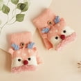 thumbnail image 1 of Children Winter Warm Casual Christmas Knit Cute Pattern Mittens Plus Velvet Flip Fingerless Multifunction Glove, 1 of 4