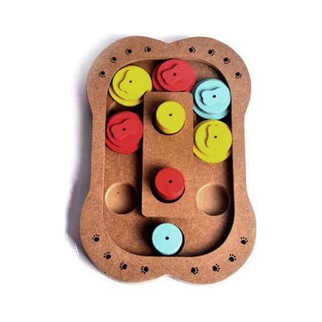 Juego de estrategia de inteligencia para perros, juguete interactivo de escondite y comida lenta, rompecabezas de madera para perros y gatos (forma de hueso)