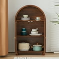 thumbnail image 5 of Wirrytor Arched Kitchen Storage Cabinet, Sideboard Buffet Cabinet with 2-Tier and 2 Doors, Walnut Sideboard, Kitchen Pantry Cabinet, Wooden Storage Cabinet for Living Room, 5 of 8