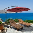 thumbnail image 1 of Gymax 10 ft Patio Cantilever Offset Umbrella Yard Garden Outdoor w/ 8 Ribs Burgundy, 1 of 10