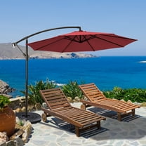 Gymax 10 ft Patio Cantilever Offset Umbrella Yard Garden Outdoor w/ 8 Ribs Burgundy