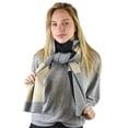 thumbnail image 4 of C.C Winter Warm Knit Tricolor Block Extra Long Shawl Scarf, Black/Beige, 4 of 5