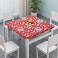 thumbnail image 3 of Red Christmas Pattern Square Fitted Tablecloth with Elastic Edge,Square Table Cover,Washable Elastic Table Cover for Home Kitchen Party Decor 34"x34", 3 of 6