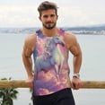 thumbnail image 6 of Gukieu Colorful Cloud White Horse Print Men's Quick Dry Fitness Vest, Round Neck Sleeveless Fitness Bodybuilding Top-3X-Large, 6 of 7