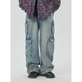thumbnail image 5 of EMMIOL Men's Y2K Vintage Distressed Cargo Wide Leg Jeans 90s Mid Rise Loose Fit Hip Hop Denim Pants, 5 of 8