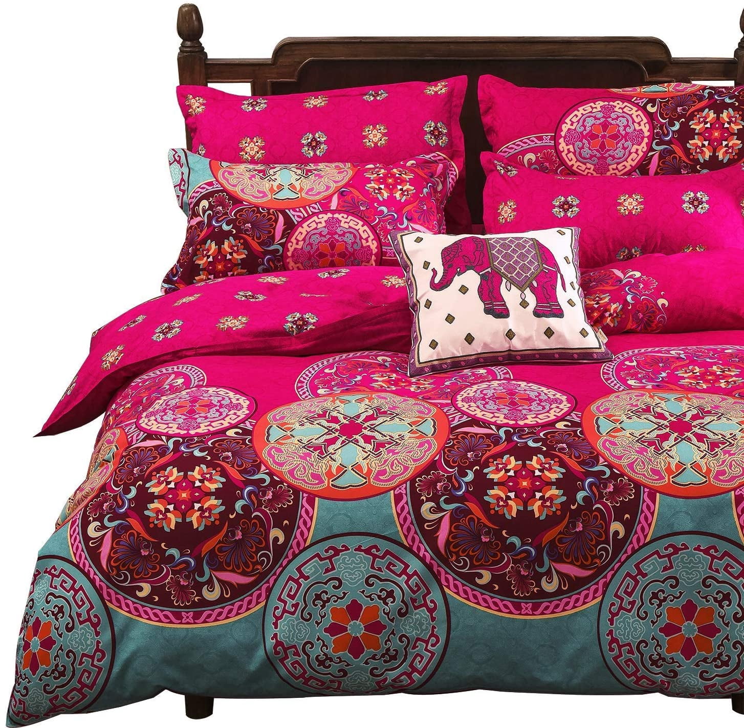 ReedCA Bohemia Exotic Duvet Cover Set Queen Size Mandala Pattern Reversible Luxury Soft Bedding Set Comforter Cover(1 Duvet Cover+2 Pillowcases)