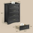 thumbnail image 2 of Bedroom Set - Includes Full Size Bed Frame (Dark Gray), Nightstand with Charging Station, 4-Drawer Dresser & Double Wide 6-Drawer Dresser - Modern Storage Solution for Stylish Home Decor, Black, 2 of 9