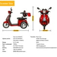 thumbnail image 6 of QEEKA Heavy Duty 3 Wheel Mobility Scooters for Seniors & Adults 500lbs Capacity,Red, 6 of 14