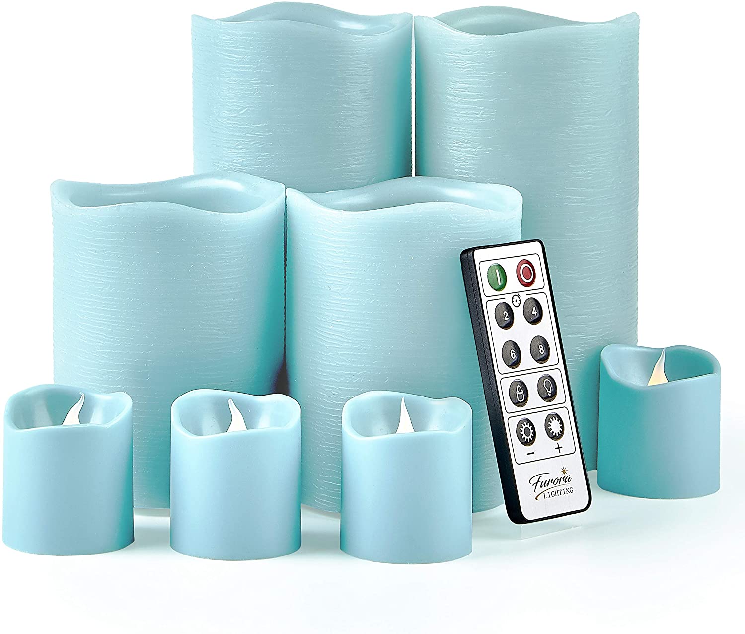 Jcwfuno LIGHTING Blue Flameless Candles Remote Controlled Light Blue