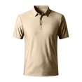 thumbnail image 2 of CCRFTGI Men's Polo Shirts Beer Belly Short Sleeve Wear Collared Textured Shirt Stretchy Quick Dry Casual Golf Khaki M, 2 of 5
