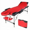 Aluminum 84"Portable Massage Table Comfort Facial SPA Bed Tattoo 3Pad Carry Case Red with Black Edge