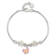 thumbnail image 3 of Sterling Silver Bracelet Childrens Girl's Crystal 9.15 mm 7 in Enamel Butterfly Stars w/ 1in ext. Children's Brace, 3 of 3