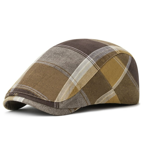 Unisex Flat Cap Newsboy Hats for Men Women Unisex Casual Plaid Handsome Fashion British Gerberet Comfortable Breathable Forward Hat Brown
