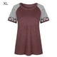 thumbnail image 1 of Camiseta de mujer con estampado de rayas, manga corta, blusa con cuello redondo, gris rojo, XL Sweethay AP001776-24, 1 of 7