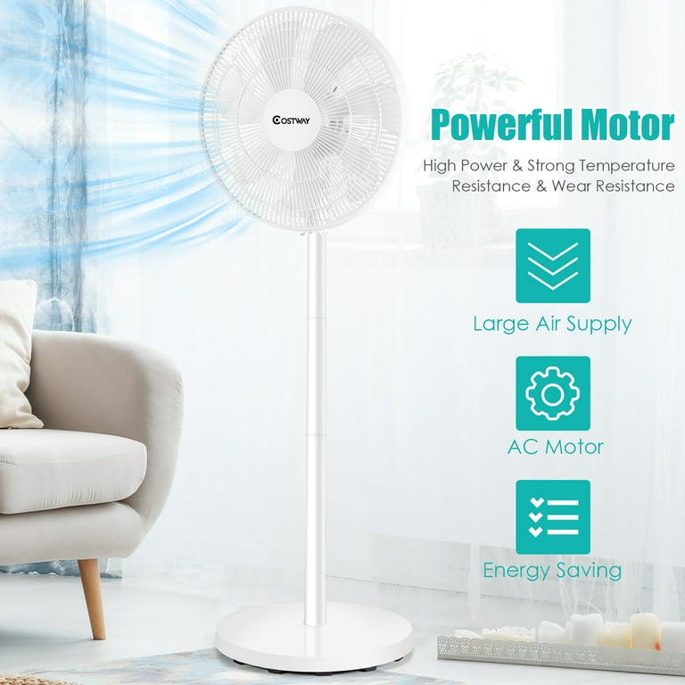 Costway 16'' Oscillating Pedestal Fan 3-Speed Adjustable Height w/ Remote  Control - Walmart.com