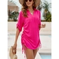 thumbnail image 4 of Almusen Beach Cover up for Women Bikini Swimsuit Bathing Suit Cover up Drawstring Shirt Dress, 4 of 5