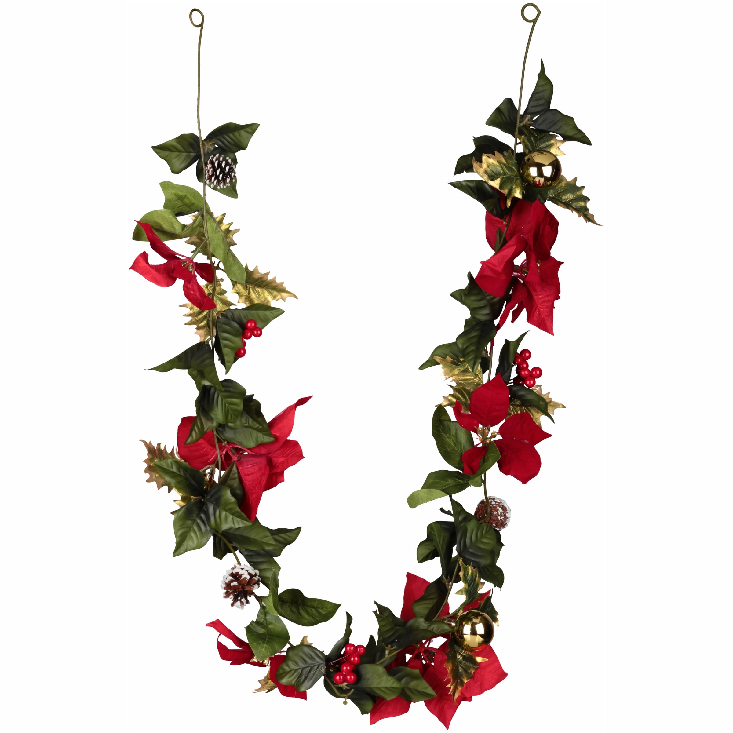 Ivory artificial poinsettia garland Red and Gold Poinsettia Garland - Walmart.com