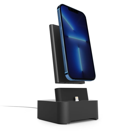 iHome 3-in-1 Charging Station, 4-Port USB Hub, Portable 5000mAh Battery, Phone Dock