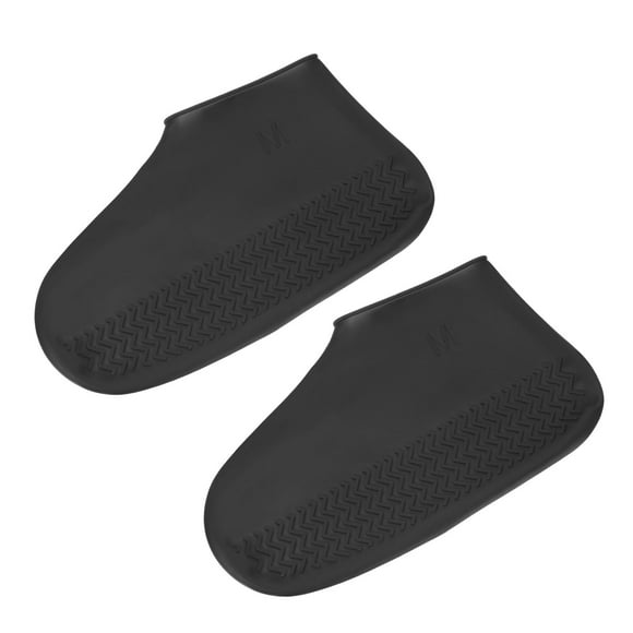 Unique Bargains 24.5x14cm(M) Waterproof Silicone Shoe Cover Overshoes Rain Boots Protectors Galoshes Black