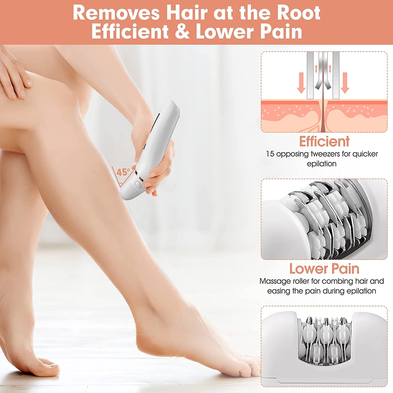 Epilator for Women, 2 in 1 Epilators Hair Removal for Women with Epilator Head & Shaver Head, Cordless Electric Shaver, Painless Wet and Dry Hair Remover for Arm, Underarm, Chin, Bikini, Leg | Epilator for Women, 2 in 1 Epilators Hair Removal for Women with Epilator Head & Shaver Head, Cordless Electric Shaver, Painless Wet and Dry Hair Remover for Arm, Underarm, Chin, Bikini, Leg |