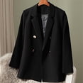 thumbnail image 5 of NIUREDLTD Women's Suit Jacket Casual Long Sleeve Solid Color Office Coat Double-Breasted Notched Lapel Blazer Jacket With Pockets Black S, 5 of 7