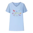 thumbnail image 4 of Busydd Womens Tops Summer Casual V Neck Blouses Fashion Cute Graphic Tee Tops Loose Comfy Short Sleeve T Shirts Stylish Flowy Basic Going Out Tops Cotton Linen Shirts, 4 of 4